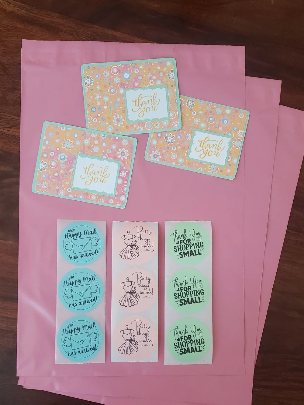 Coordinated Packaging Bundle | Thank You Cards + Stickers + Polymailers | Floral